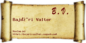 Bajári Valter névjegykártya